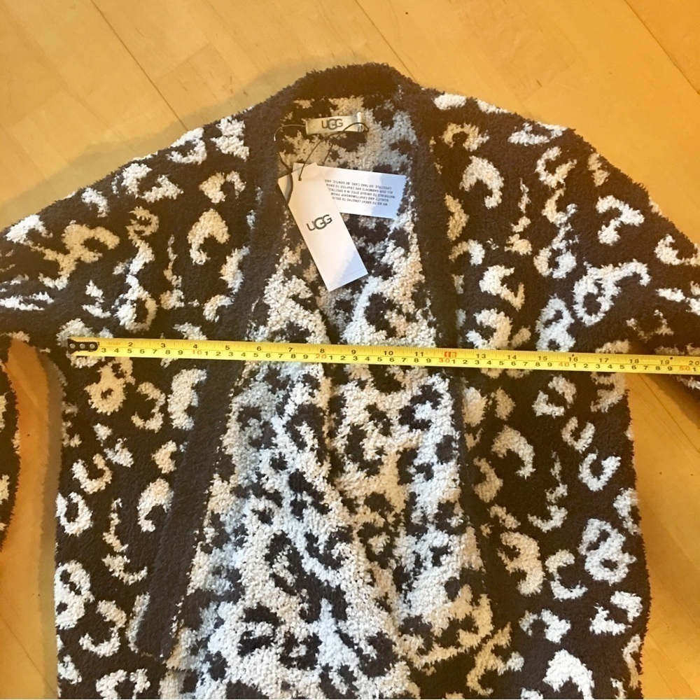 UGG Phoebe Leopard Knit Wrap Cardigan, Black + White, Size S - Picture 13 of 17